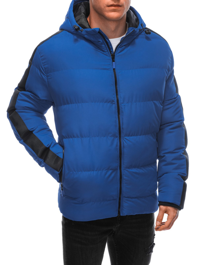 Men's quilted winter jacket - blue V3 EM-JAHP-0101