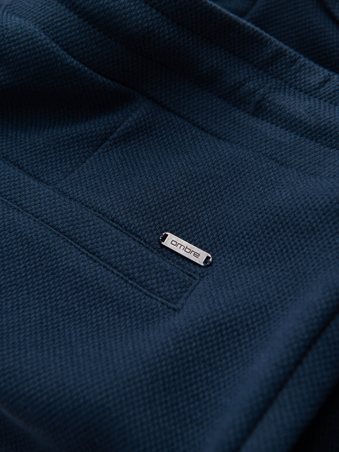 Men's knit shorts with elastic waistband - navy blue V1 OM-SRCS-0107