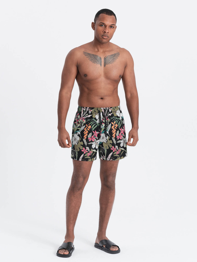 Men's floral swim shorts - black V3 OM-SRBS-0140