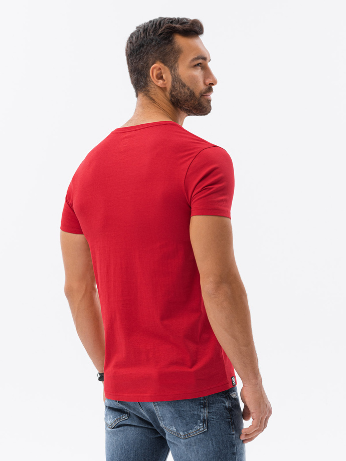 Classic BASIC men's shirt with a serape neckline - red V14 S1369