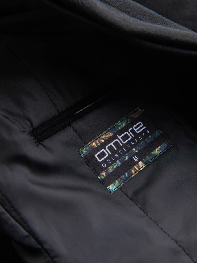 Men's coat with asymmetrical fastening - black V2 OM-COWC-0102