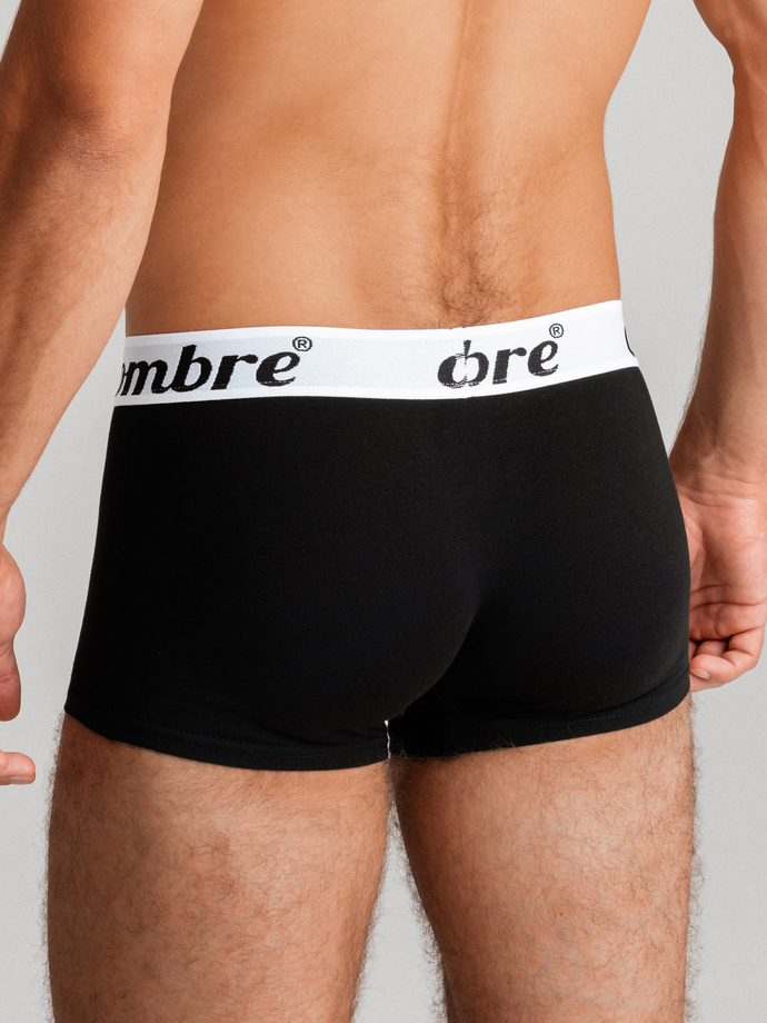 Bokserki męskie bawełniane z kontrastową gumą - 7-pak czarne V1 OM-UNBO-0100