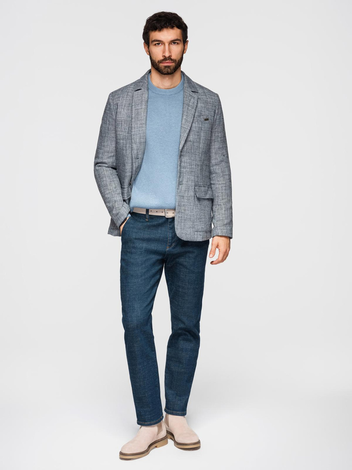 Men's REGULAR cut jacket with linen - graphite V5 OM-BLZB-0128