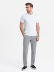 Eleganckie męskie spodnie chino SLIM FIT - jasnoszare V1 OM-PACP-0191