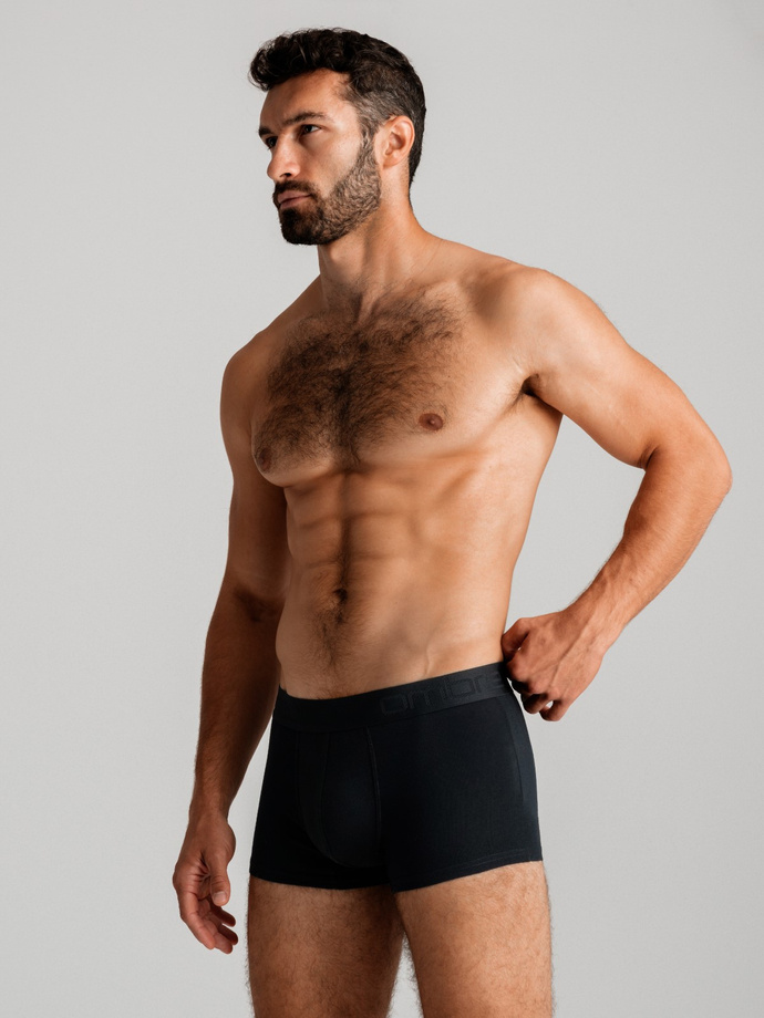Men's cotton boxer shorts with logo - 3-pack black V1 OM-UNBO-0105