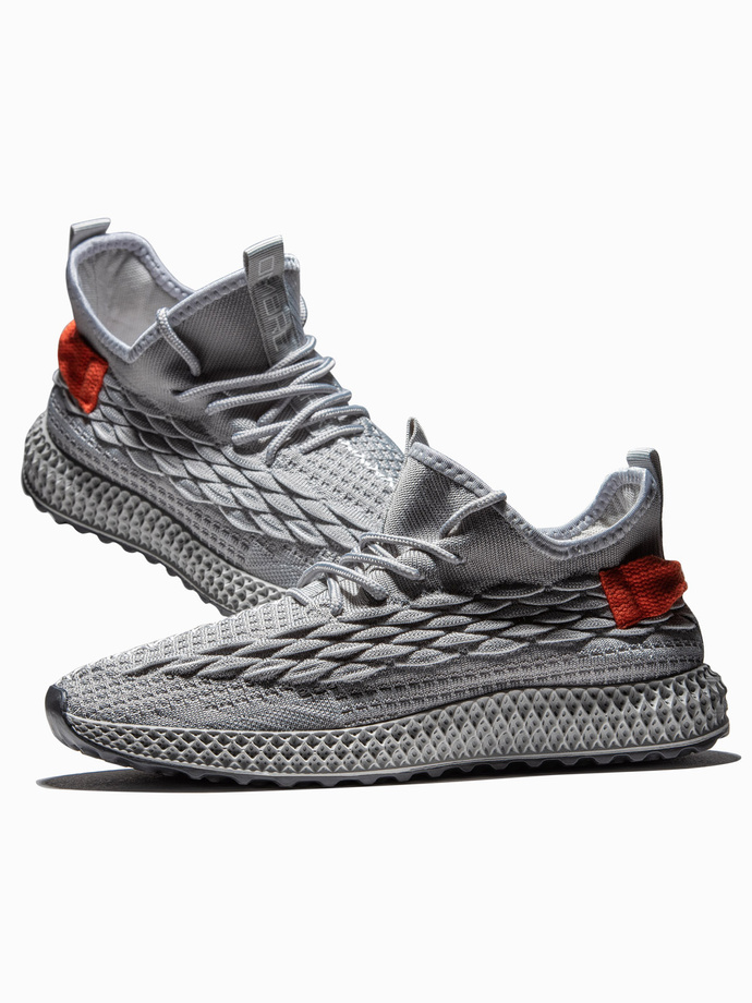Lightweight men's shoes lace-up sneakers - grey V1 OM-FOKS-0141