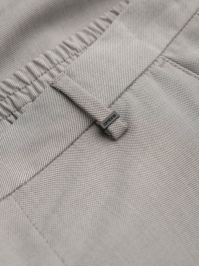 Men's REGULAR FIT chino pants with elastic waistband - gray-beige V1 OM-PACP-0157