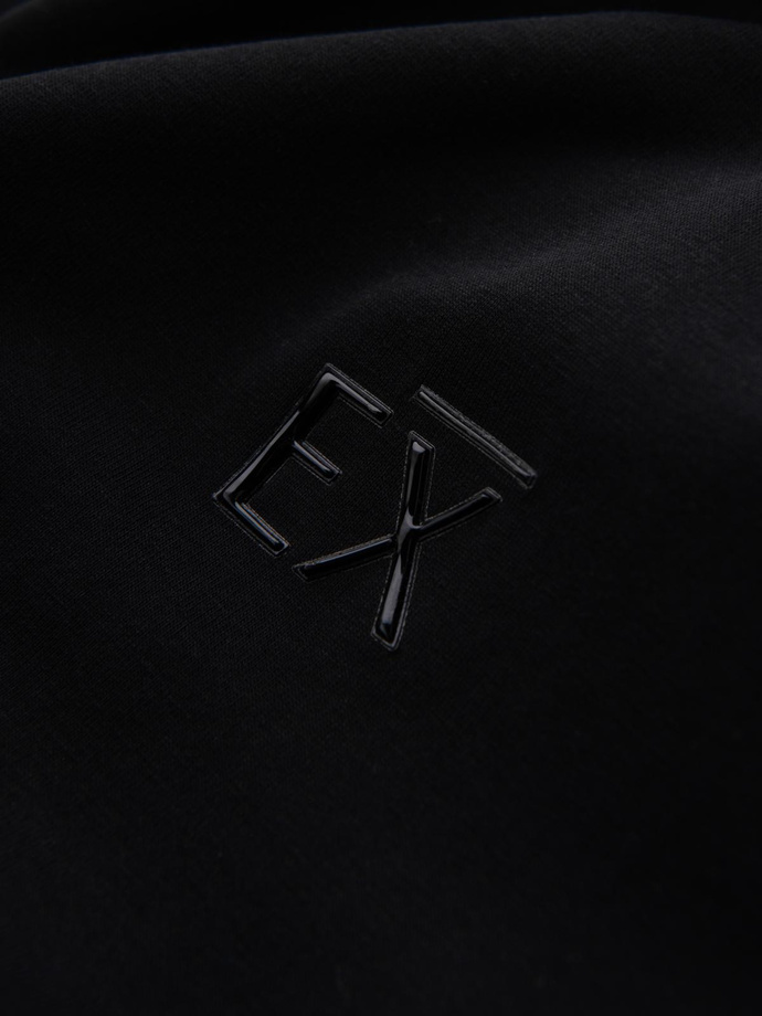 Men's SLIM FIT longsleeve with elastane and print - black V1 OM-LSBC-0124