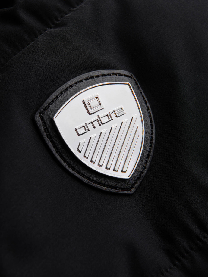 Pikowana kurtka męska bomberka z metalowymi zamkami - czarna V1 OM-JALP-0143