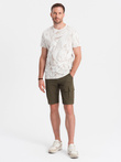 One-color men's shorts with cargo pockets - dark olive V2 OM-SRCG-0133