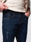 Men's denim pants with REGULAR FIT rubbing - dark blue V4 OM-PADP-0241