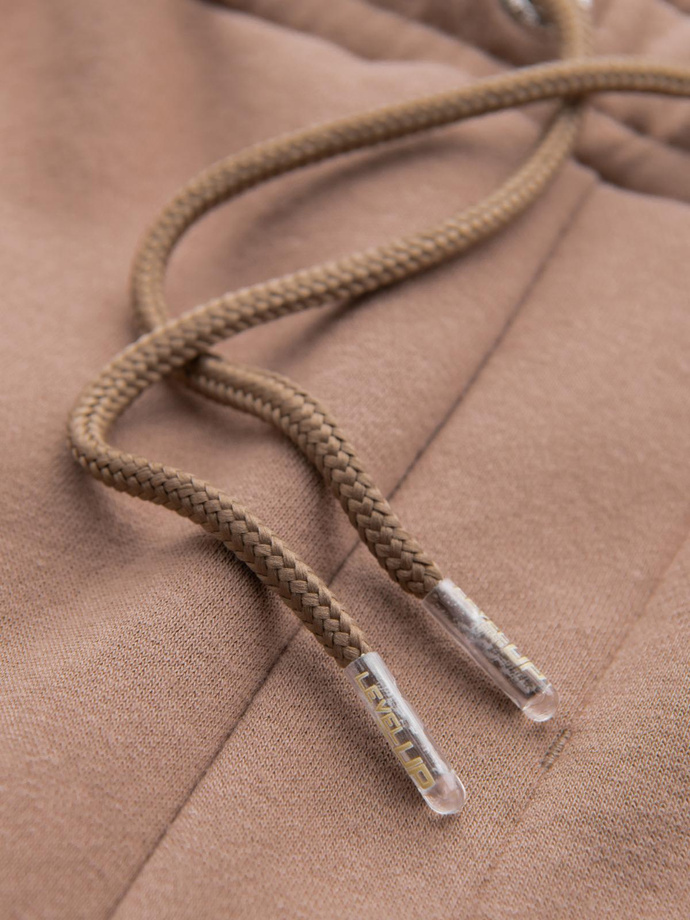 Dresowe szorty unisex ze ściągaczem w pasie – brązowe V16 OU-SRBC-0101