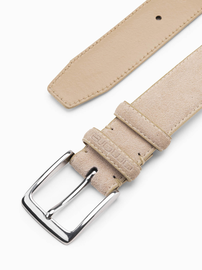 Unicolored men's belt in natural suede - beige V2 OU-ACBE-0113