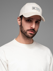 Men's baseball cap with visor and patch - cream V4 OM-ACCS-0103 