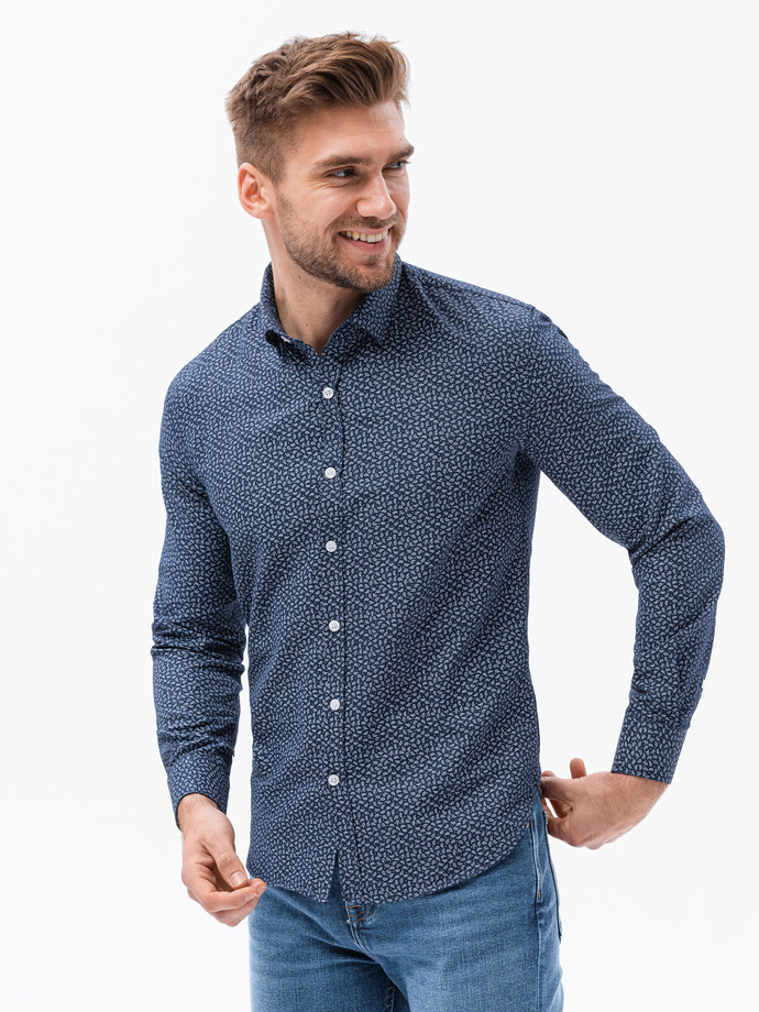 Men's shirt with long sleeves - navy K636
