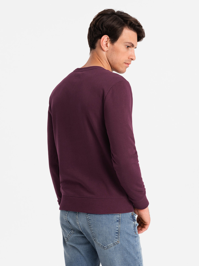 Men's BASIC cotton non-stretch sweatshirt - maroon V3 OM-SSBN-0159