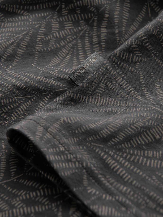 Men's full-print t-shirt in palm leaves - graphite V4 OM-TSFP-0182