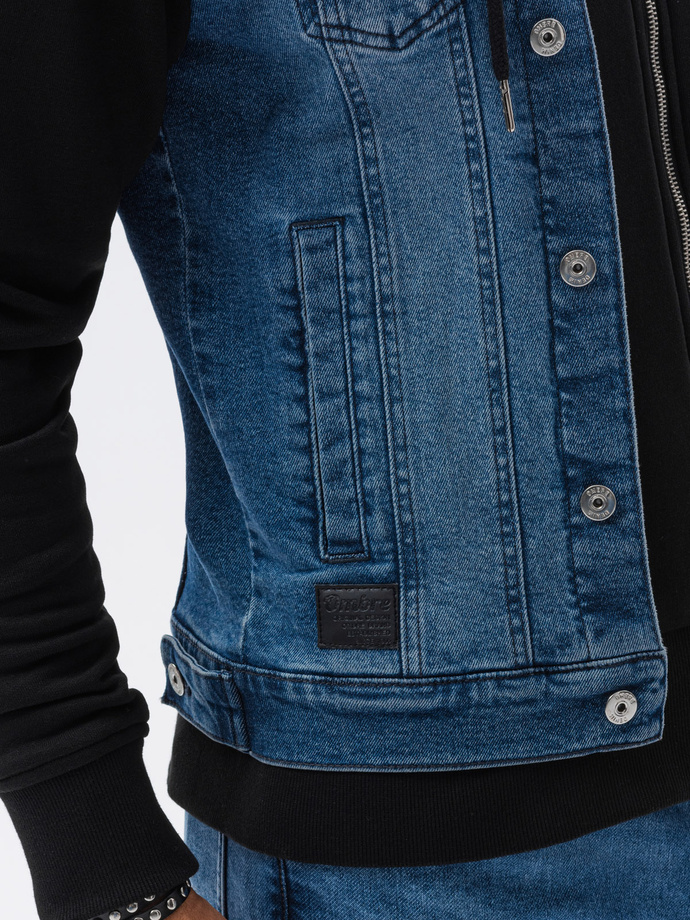 Men's mid-season jeans jacket - jeans/black OM-JADJ-0124
