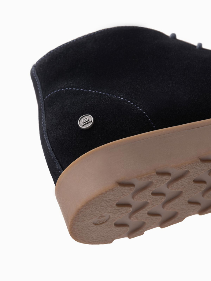 Men's suede ankle boots with thick sole - navy blue V4 OM-FOCS-0164