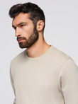 Men's BASIC sweatshirt with round neckline - light beige V1 OM-SSBN-0175