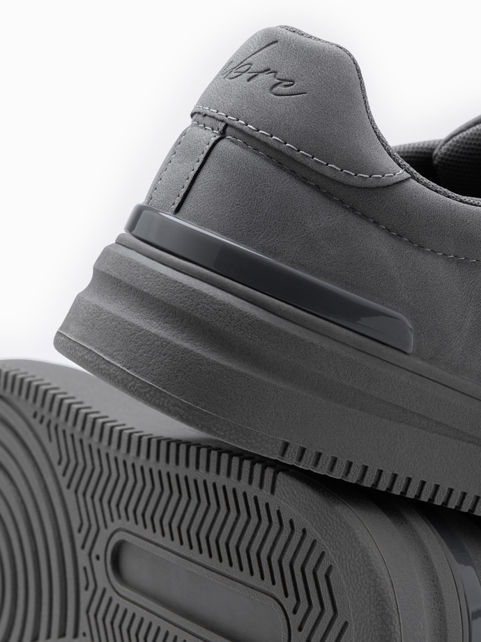 Casualowe jednolite męskie buty z eko nubuku – szare V3 OM-FOCS-0151