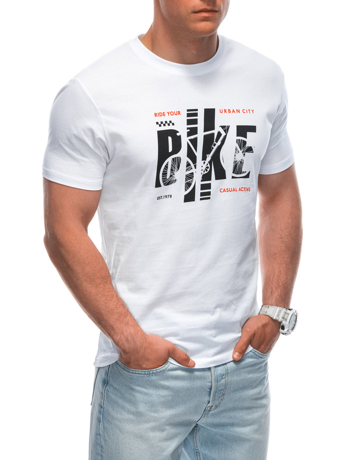 T-shirt męski z nadrukiem S1953 - biały