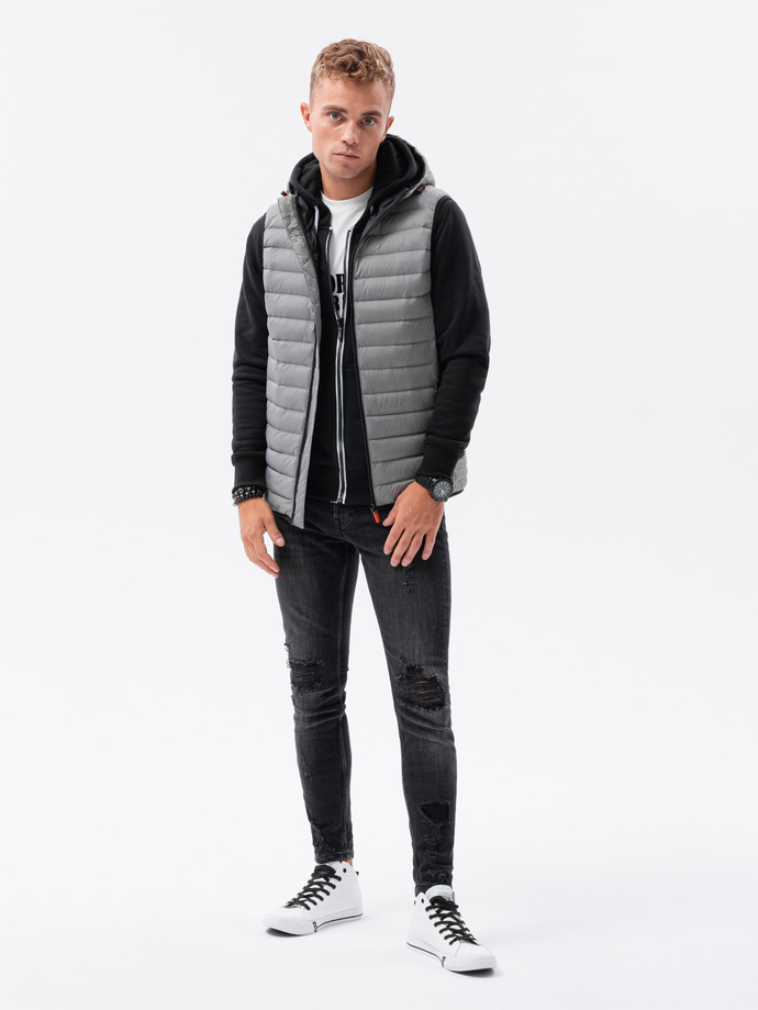 Men's quilted vest - grey V53