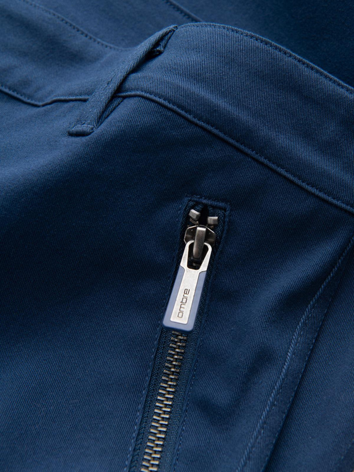 Men's STRAIGHT LEG cargo pants with zippered pockets - dark blue V1 OM-PACG-0204