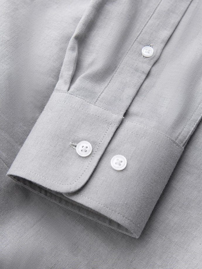 Men's SLIM FIT shirt in decorative fabric - gray V2 OM-SHCS-0175