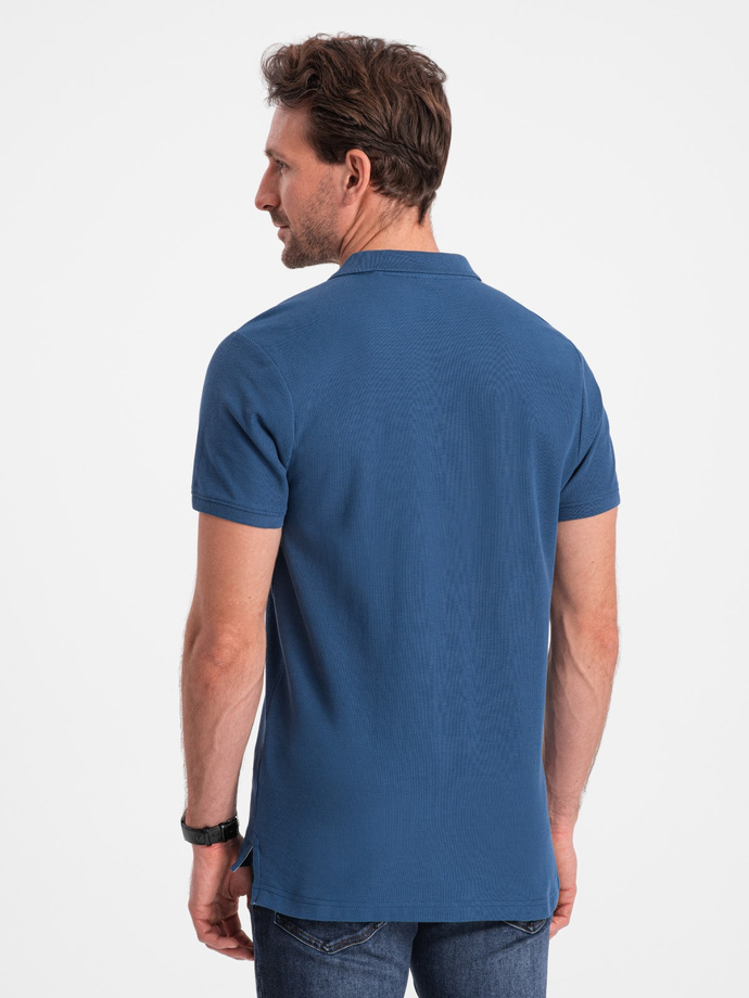 Men's pique knit polo shirt - dark blue V13 S1374