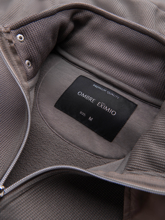 Kurtka męska z wysokim kołnierzem i polarowym wnętrzem – popielata V2 OM-JANP-0154