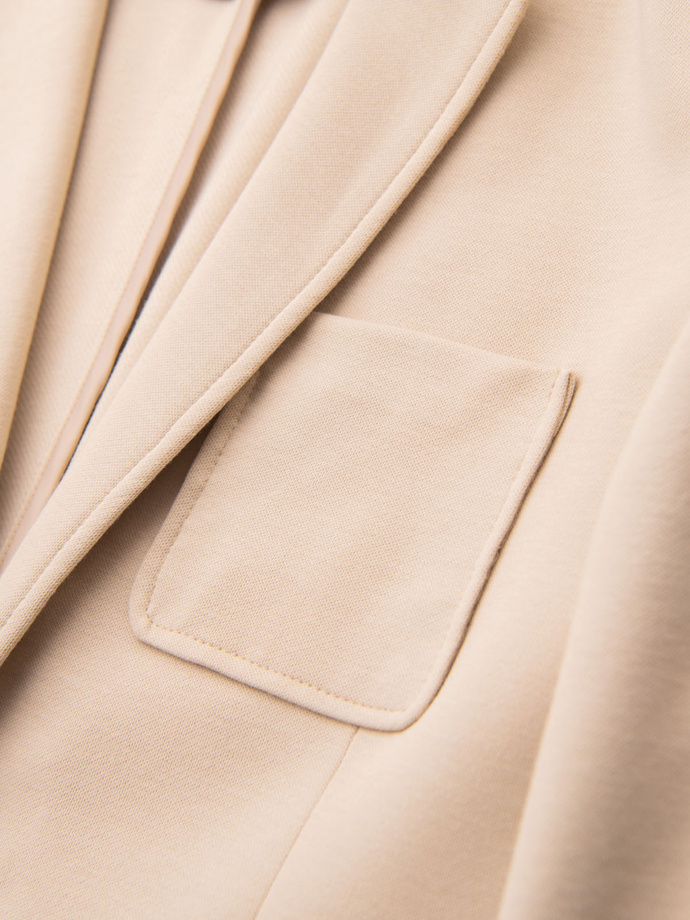 Men's SLIM knit jacket with subtle texture - beige V5 OM-BLZB-0101