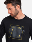 Men's non-stretch printed sweatshirt - black V1 OM-SSPS-0157