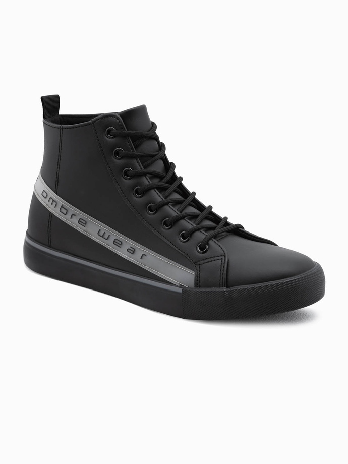 Buty męskie trampki z ozdobnym logowaniem - czarne OM-FOTH-22FW-004