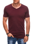 T-shirt męski basic V-neck EM-TSBS-0101 - bordowy V10