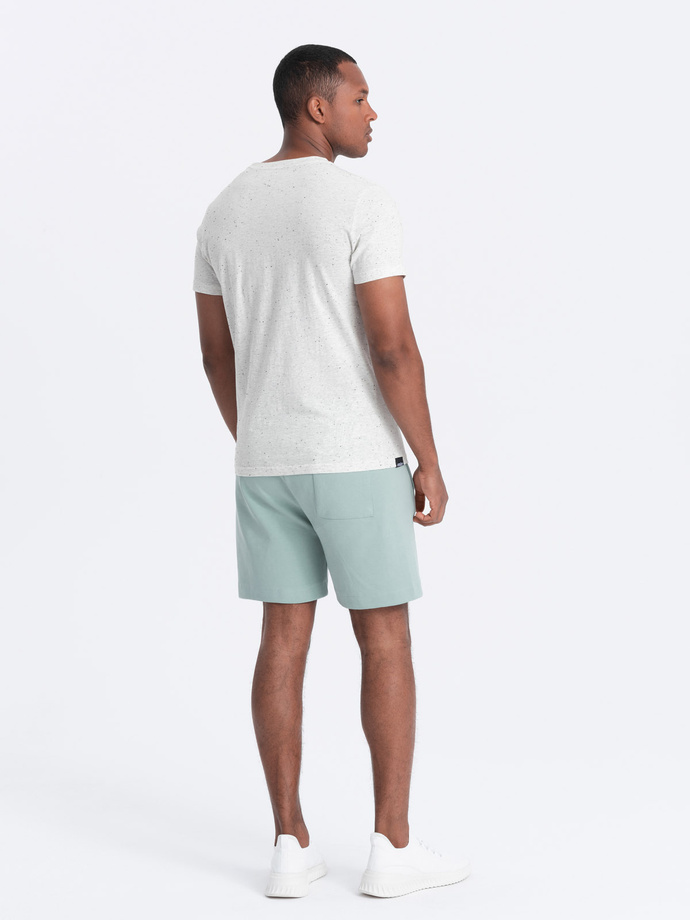 T-shirt męski z ozdobnym efektem confetti - kremowy V1 OM-TSCT-0178