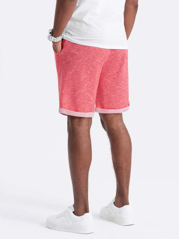 Spodenki męskie z tkaniny melanżowej LOOSE FIT - jasnoczerwone V7 OM-SRSK-0116