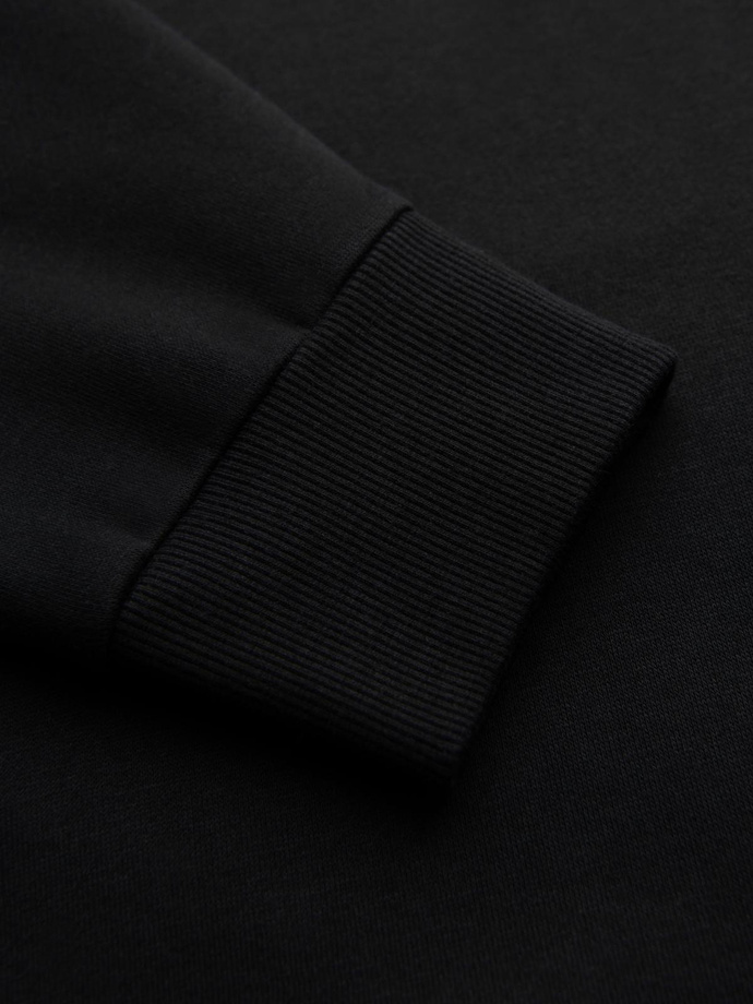 Men's sweatshirt with contrast stitching and hood - black V1 OM-SSNZ-0250