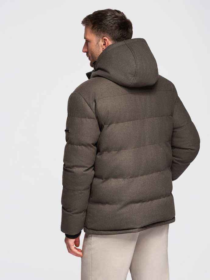 Men's lightweight jacket with hood and mesh lining - olive V4 OM-JAHP-0203