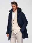 Elegancka męska parka  z kieszeniami cargo i kapturem – granatowa V2 OM-JAPJ-0287