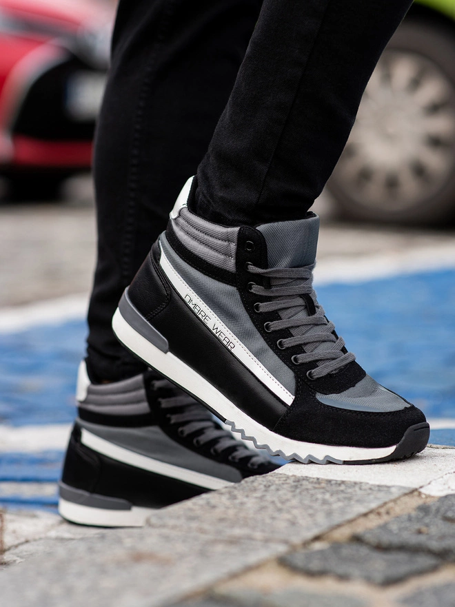 Buty męskie sneakersy za kostkę - szare V1 T394