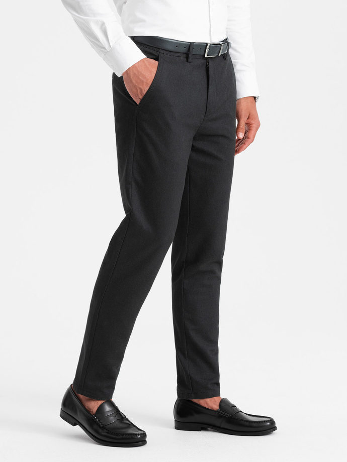 Men's classic chino pants with fine texture - black V5 OM-PACP-0188