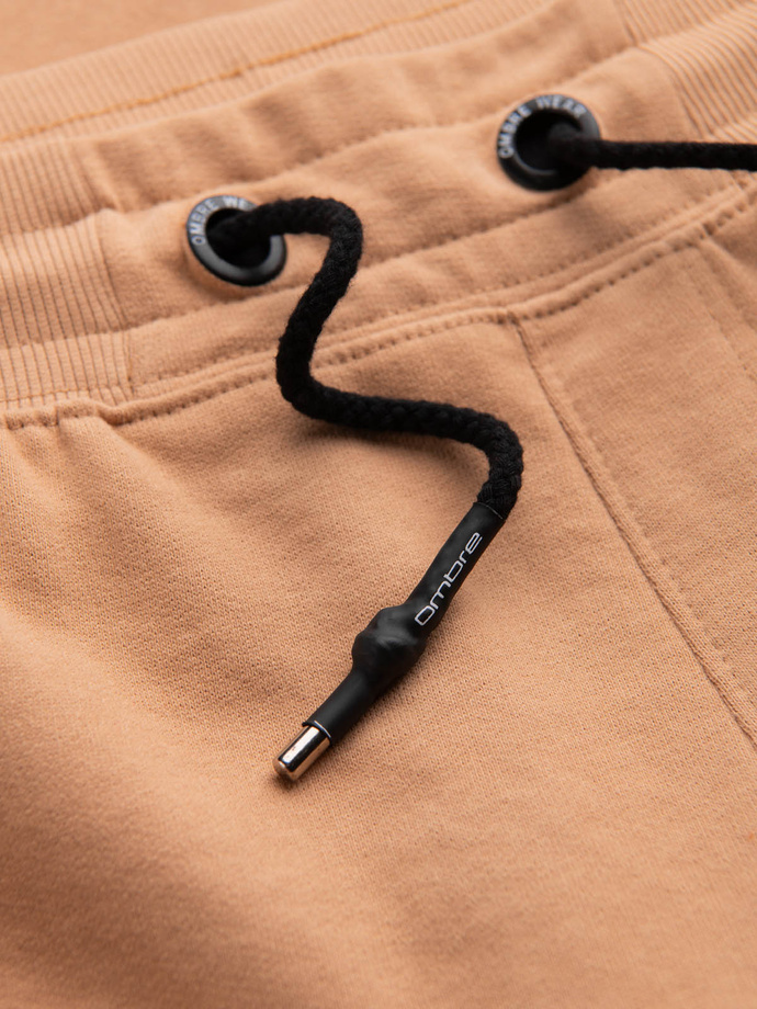 Spodnie męskie dresowe bez ściągacza na nogawce - camel V6 P946