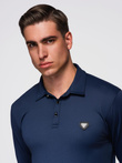 Polo long sleeve shirt with elegant branded buttons - navy blue V3 OM-POLS-0139