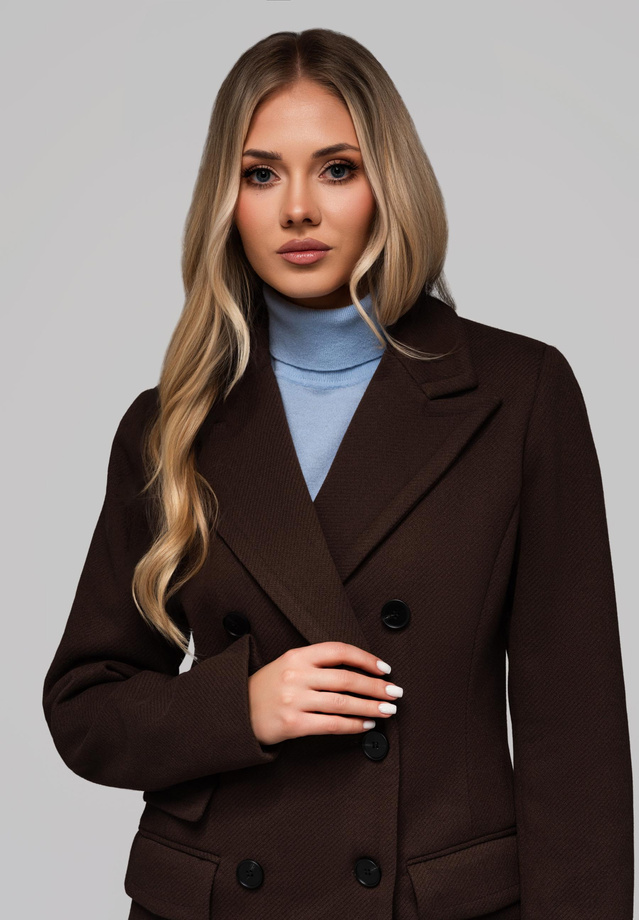 Women's double-breasted fitted coat LARICA OW-COLC-0108 v1 - brown