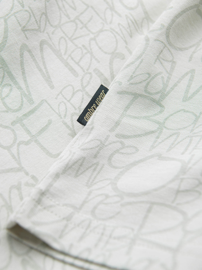 Men's cotton t-shirt with letter print and pocket - yellow-green V4 OM-TSFP-0188