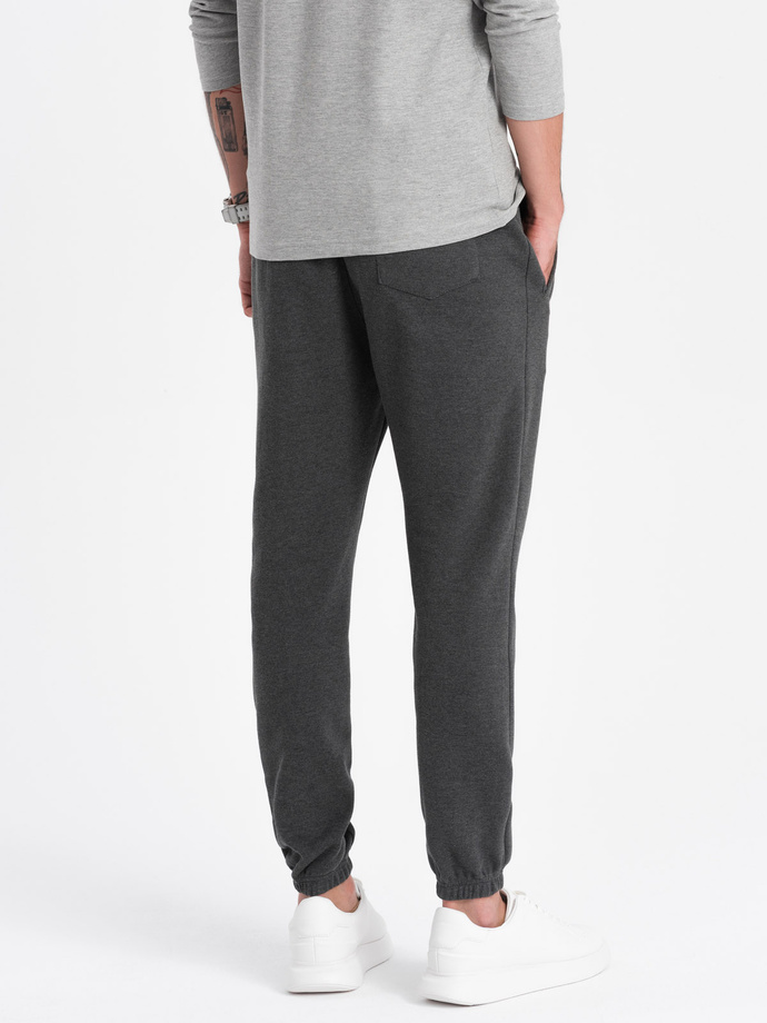 CARROT men's structured knit sweatpants - graphite melange V1 OM-PASK-0143