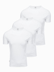 Set of men's BASIC cotton shirts with round neckline - 3x white V11 OM-TSBS-0232