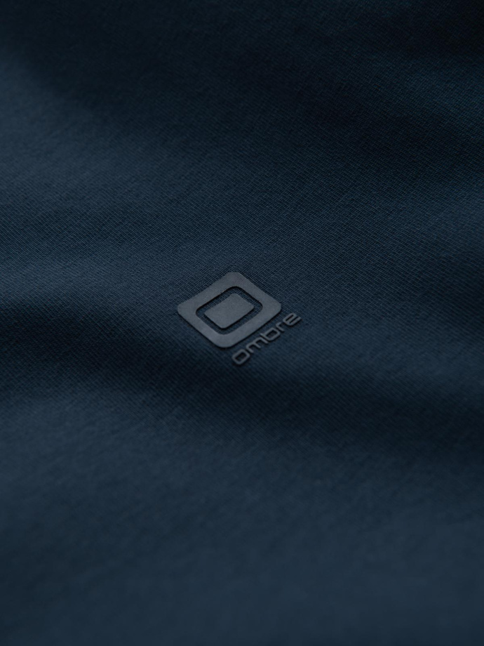 Men's SLIM FIT T-shirt with round neckline and logo - navy blue V2 OM-TSCT-0220