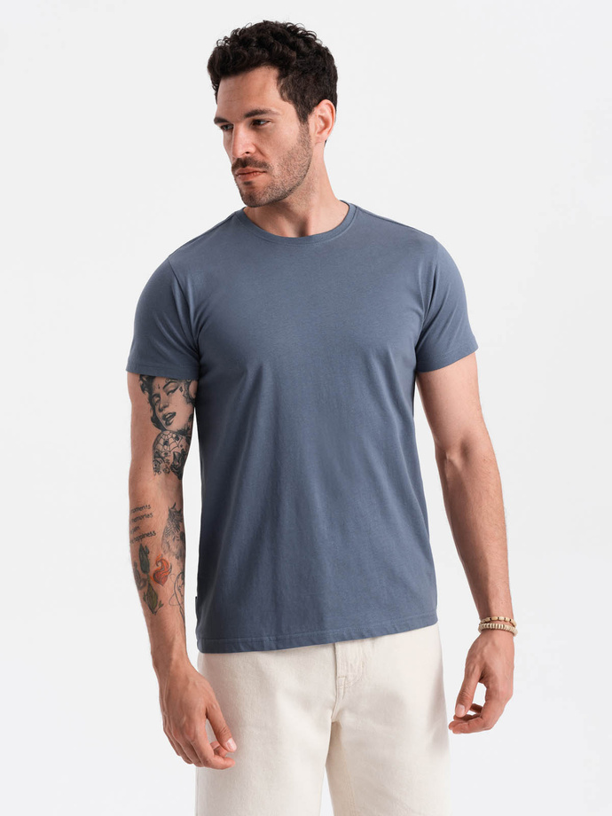 BASIC men's classic cotton T-shirt - dark blue V18 OM-TSBS-0146